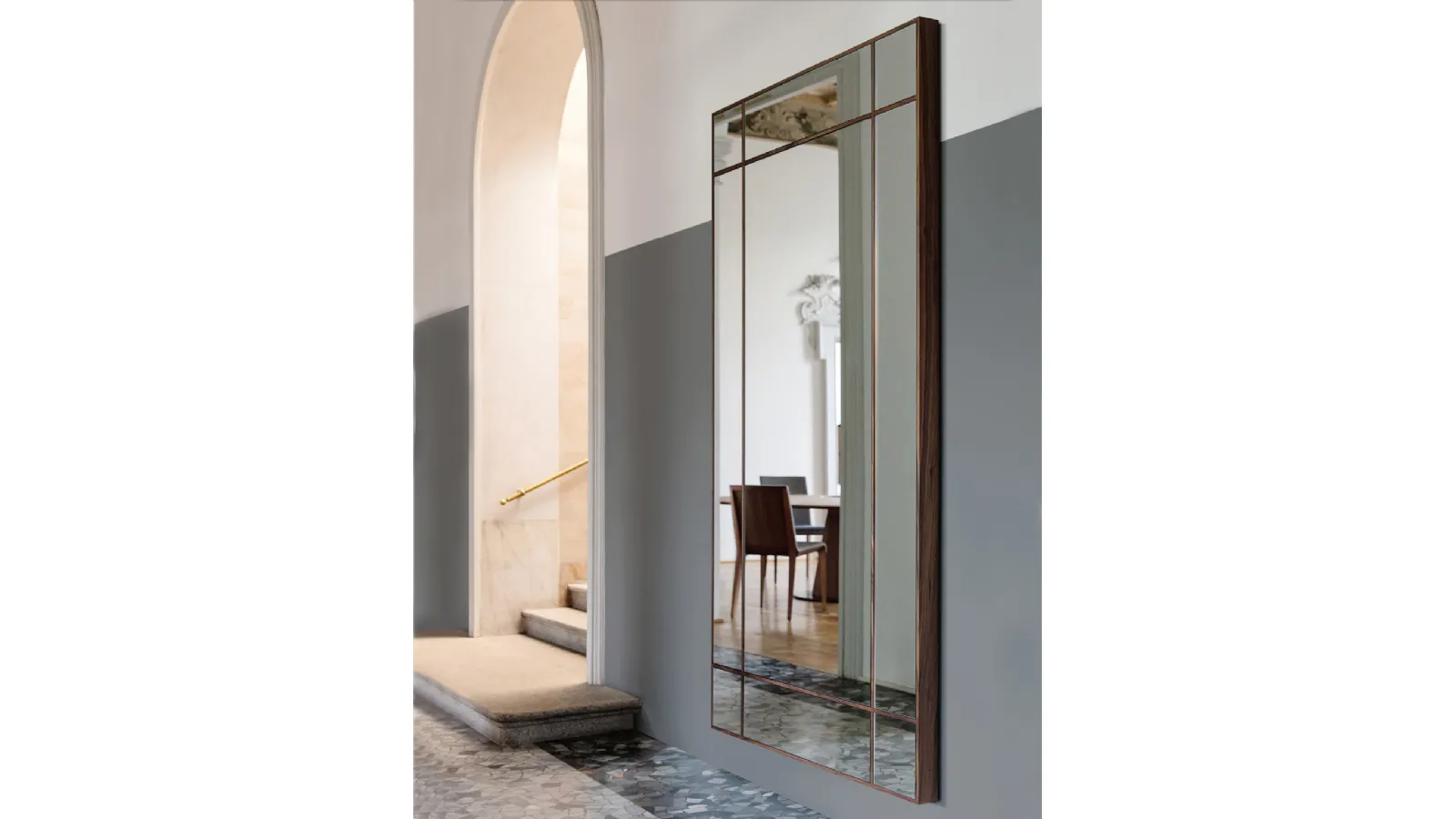 Mirror with solid wood decorations Four Seasons by Porada