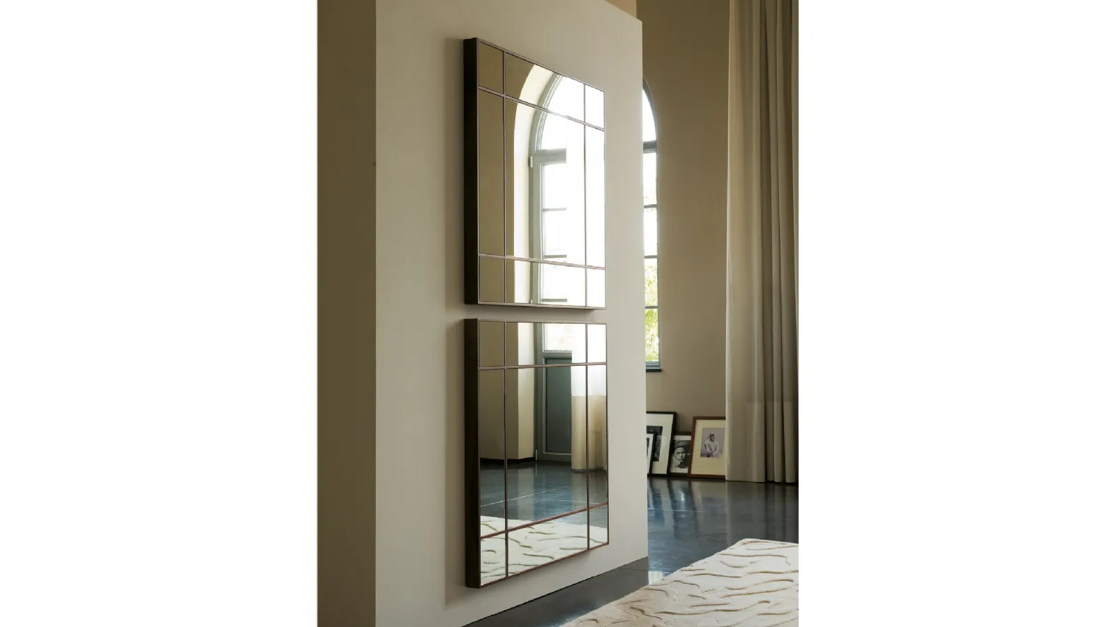 Mirror with solid wood decorations Four Seasons by Porada