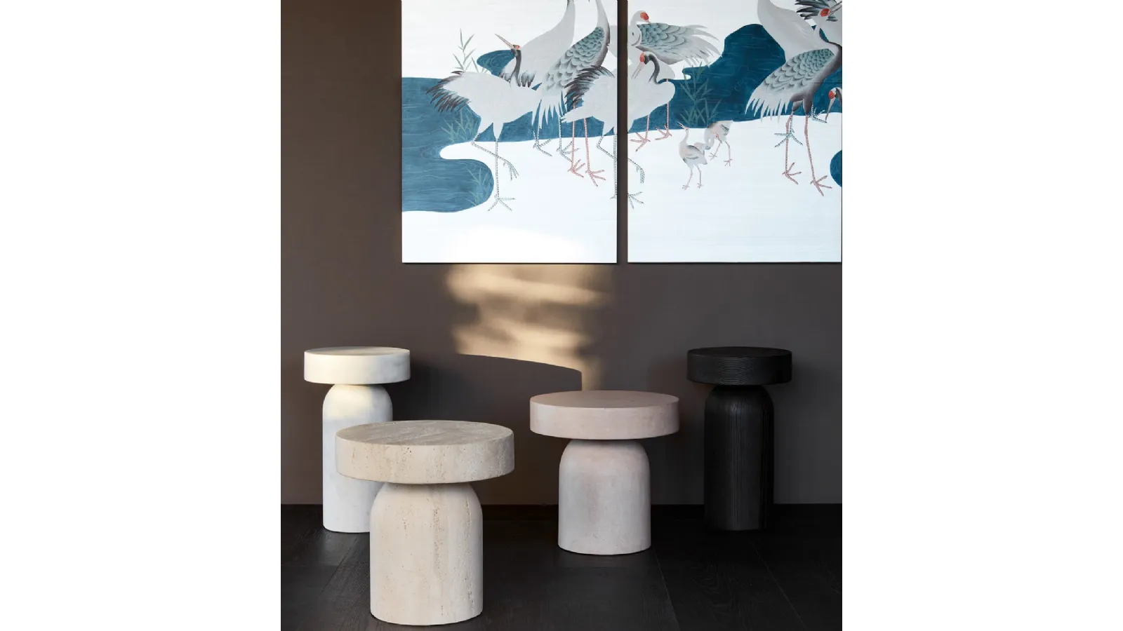 Francis monolithic side tables in marble or wood by Lema