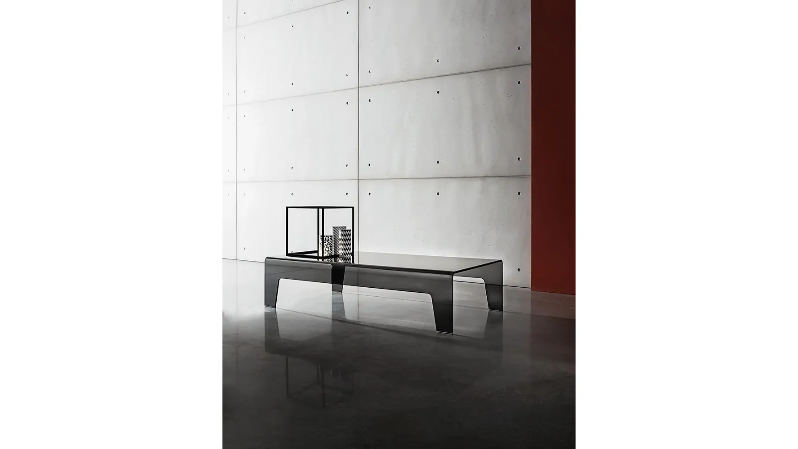 Rectangular Frog side table in smoked curved glass by Sovet