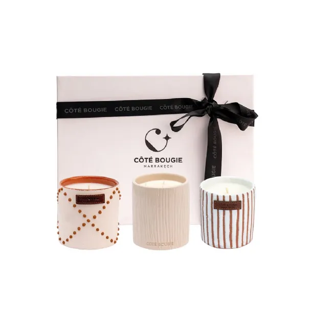 Gift Box Marrakech with three ceramic candles from Côté Bougie