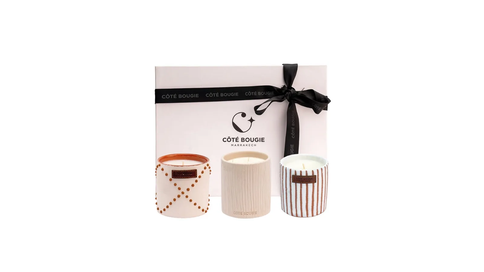 Gift Box Marrakech with three ceramic candles from Côté Bougie