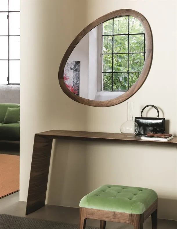 Wall mirror with solid walnut frame Giolino and Giolo by Porada