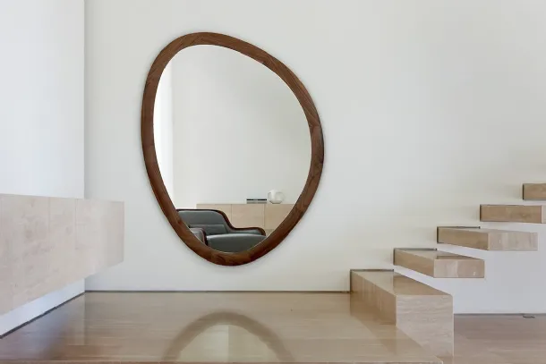Mirror with solid Giolo walnut frame by Porada