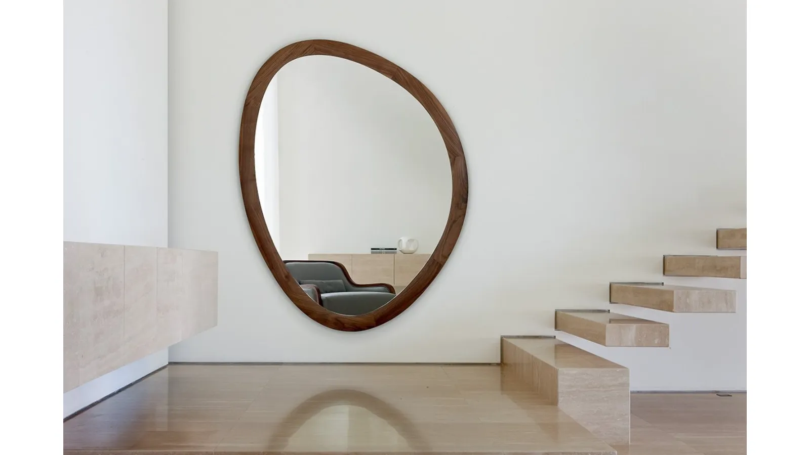 Mirror with solid Giolo walnut frame by Porada