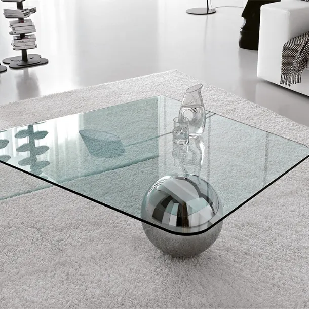 Glass coffee table with steel sphere Globe by Cattelan Italia