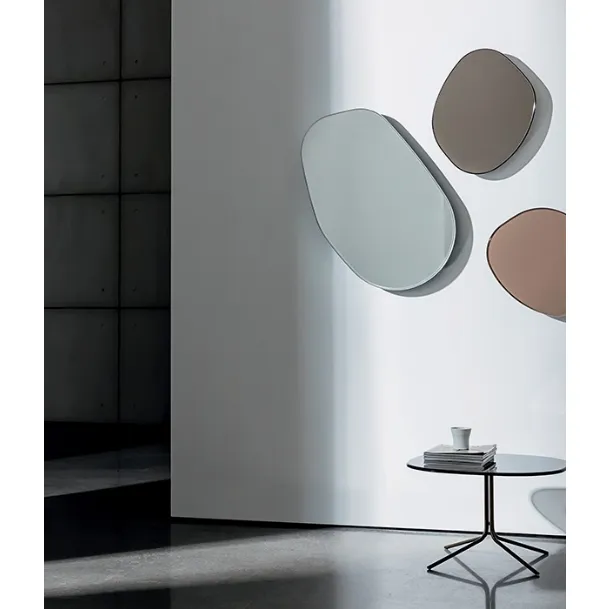 Irregular mirror that can be rotated Dew Drops in extra-clear, bronze, or smoked glass by Sovet
