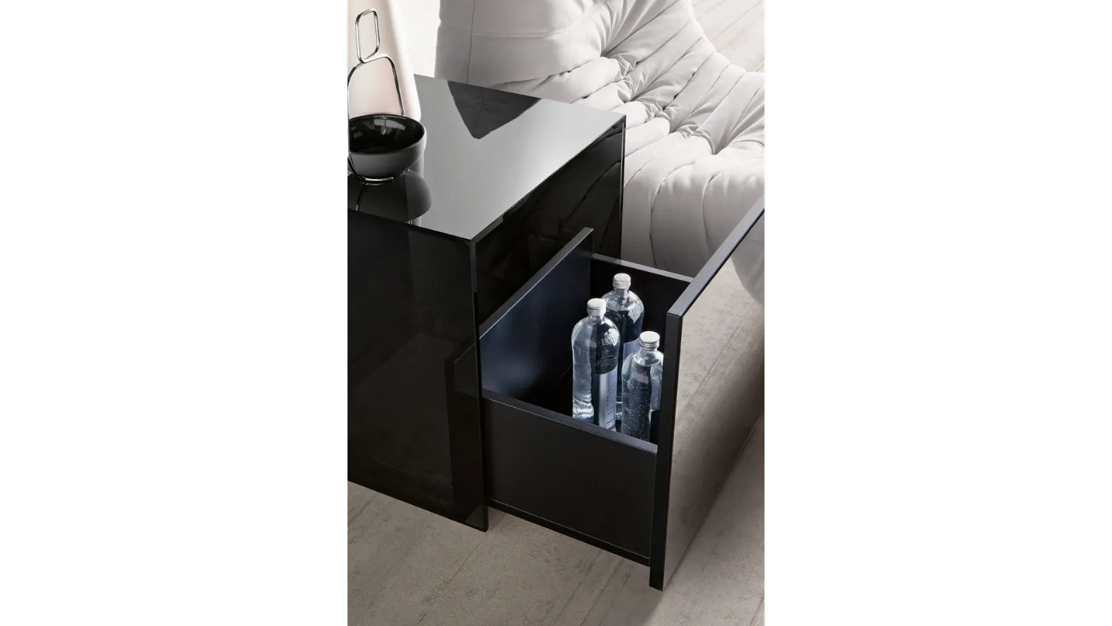 Gotham Glass Coffee Table Side Sofa by Tonelli