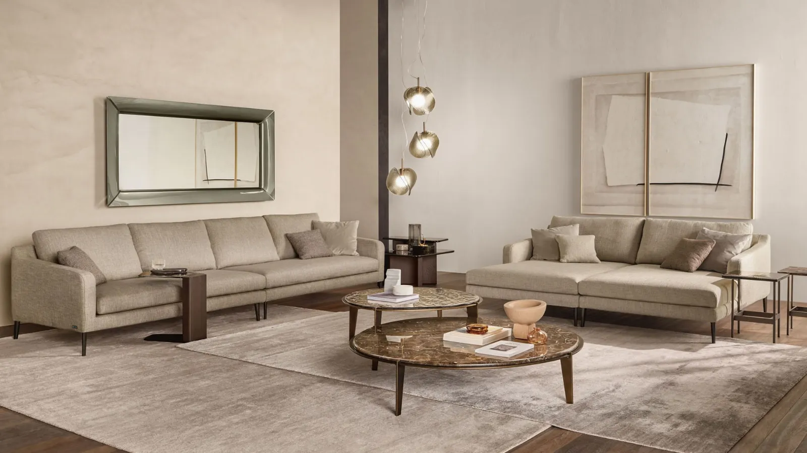 Halo side table in marble or glass by Fiam