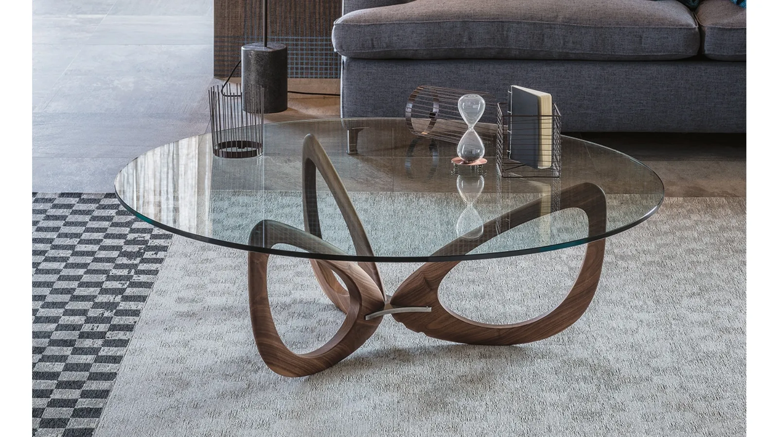 Glass coffee table with Helix wooden base by Cattelan Italia