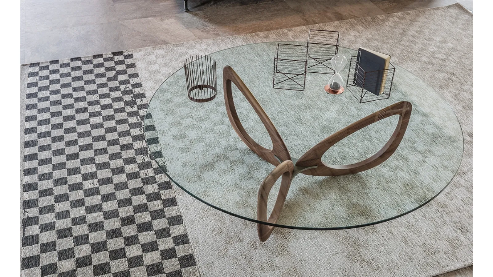 Glass coffee table with Helix wooden base by Cattelan Italia