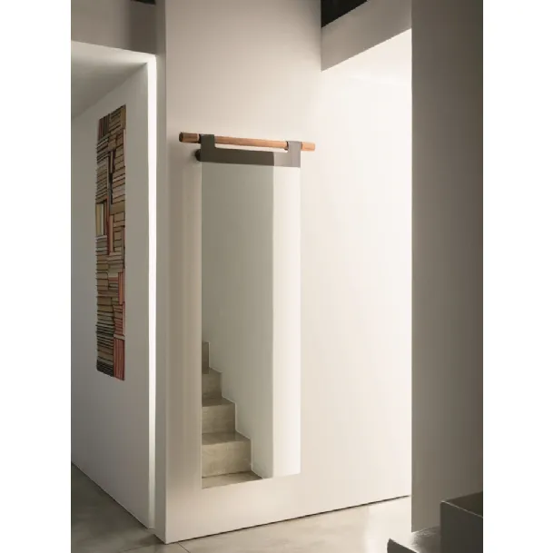 Wall-mounted mirror with solid Canaletto walnut support by Porada