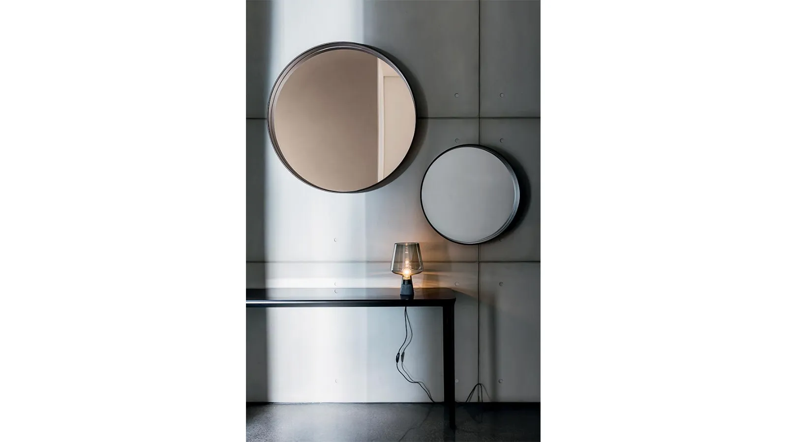 Round Horizon mirror with lacquered metal frame by Sovet