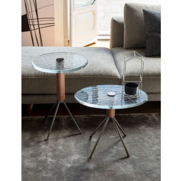 Jelly round coffee table in fused glass by Porada