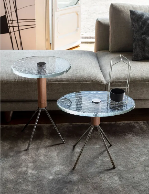 Jelly round coffee table in fused glass by Porada