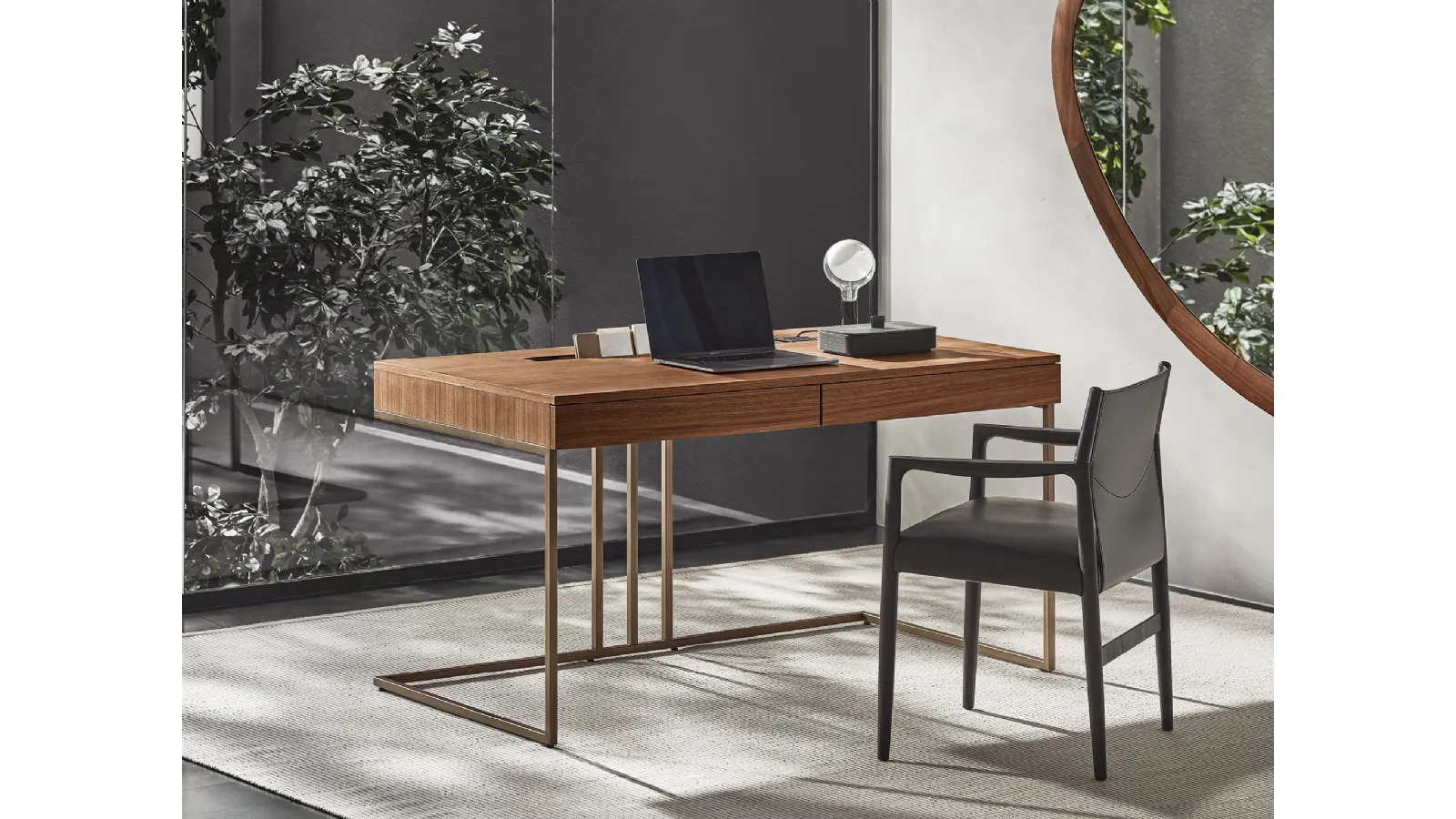 Kepler walnut desk by Porada