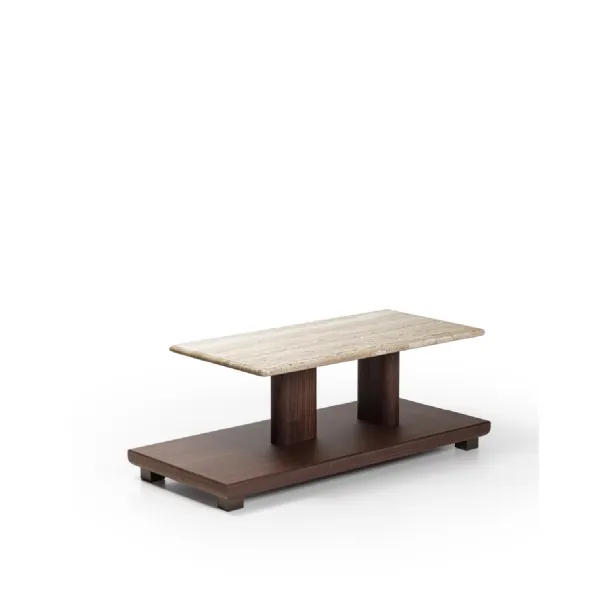 Kirk marble and walnut coffee table by Porada