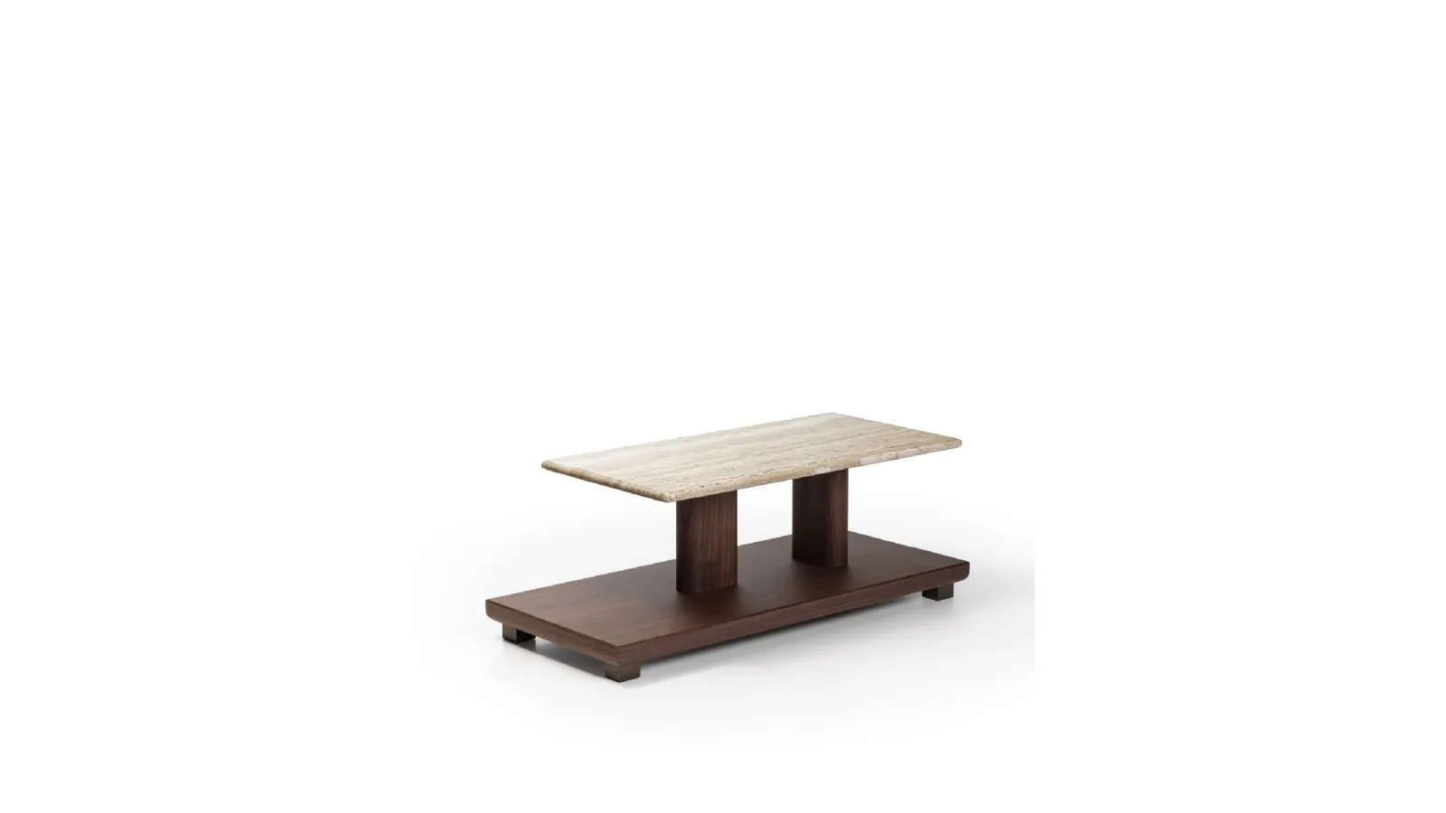 Kirk marble and walnut coffee table by Porada