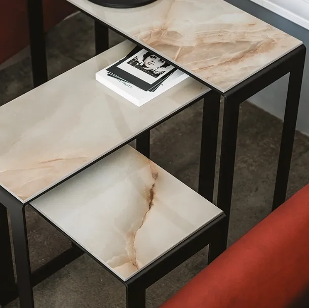 Kitano ceramic marble-effect coffee tables by Cattelan Italia