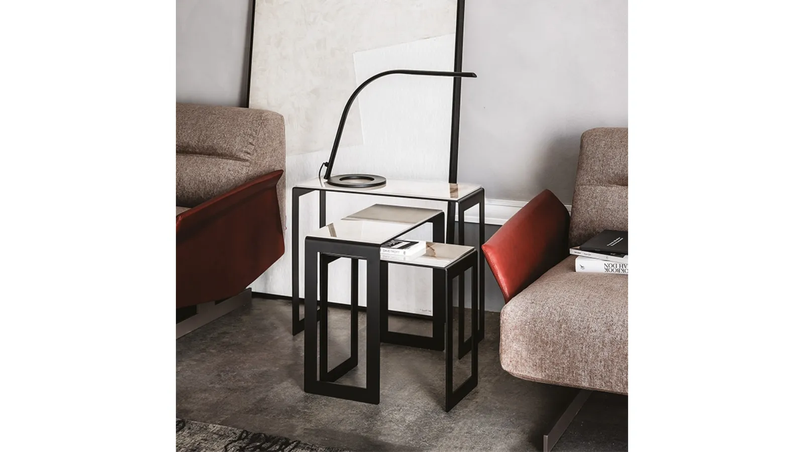 Kitano ceramic marble-effect coffee tables by Cattelan Italia