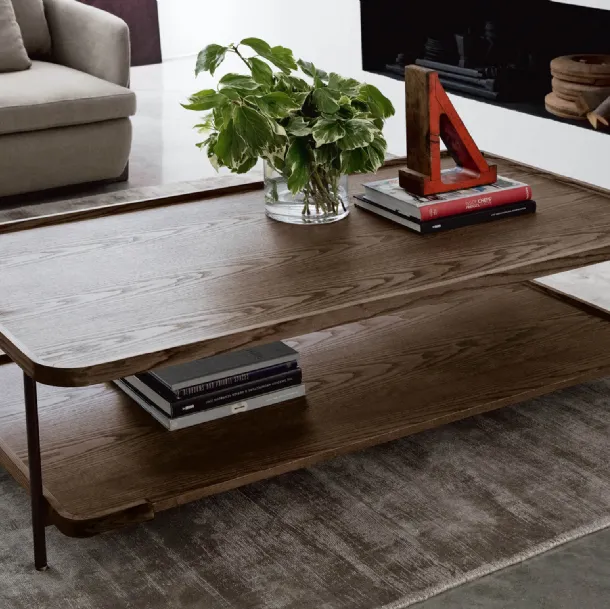 Rectangular coffee table in ash wood and metal legs Koster 150x80 by Porada