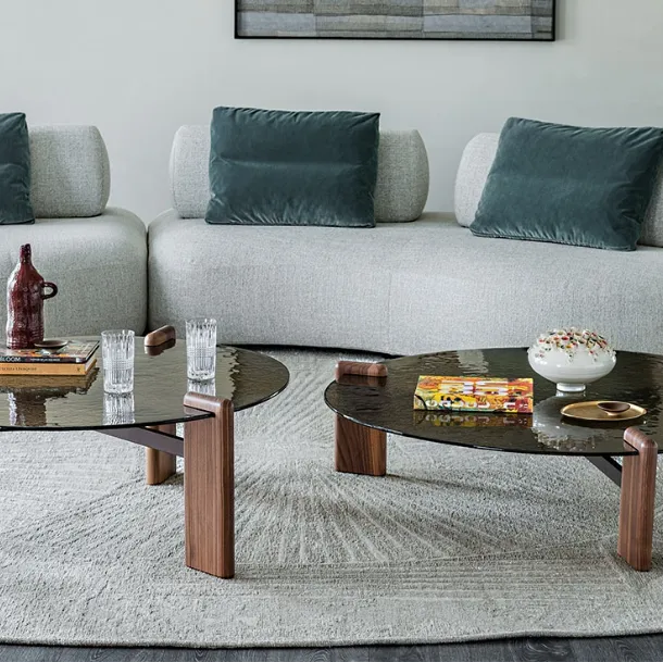 Lagoon coffee table in glass and wood by Cattelan Italia