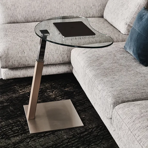 Glass and stainless steel coffee table Lap by Cattelan Italia