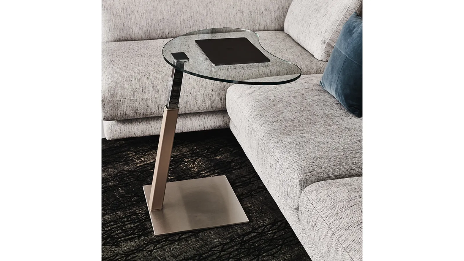 Glass and stainless steel coffee table Lap by Cattelan Italia