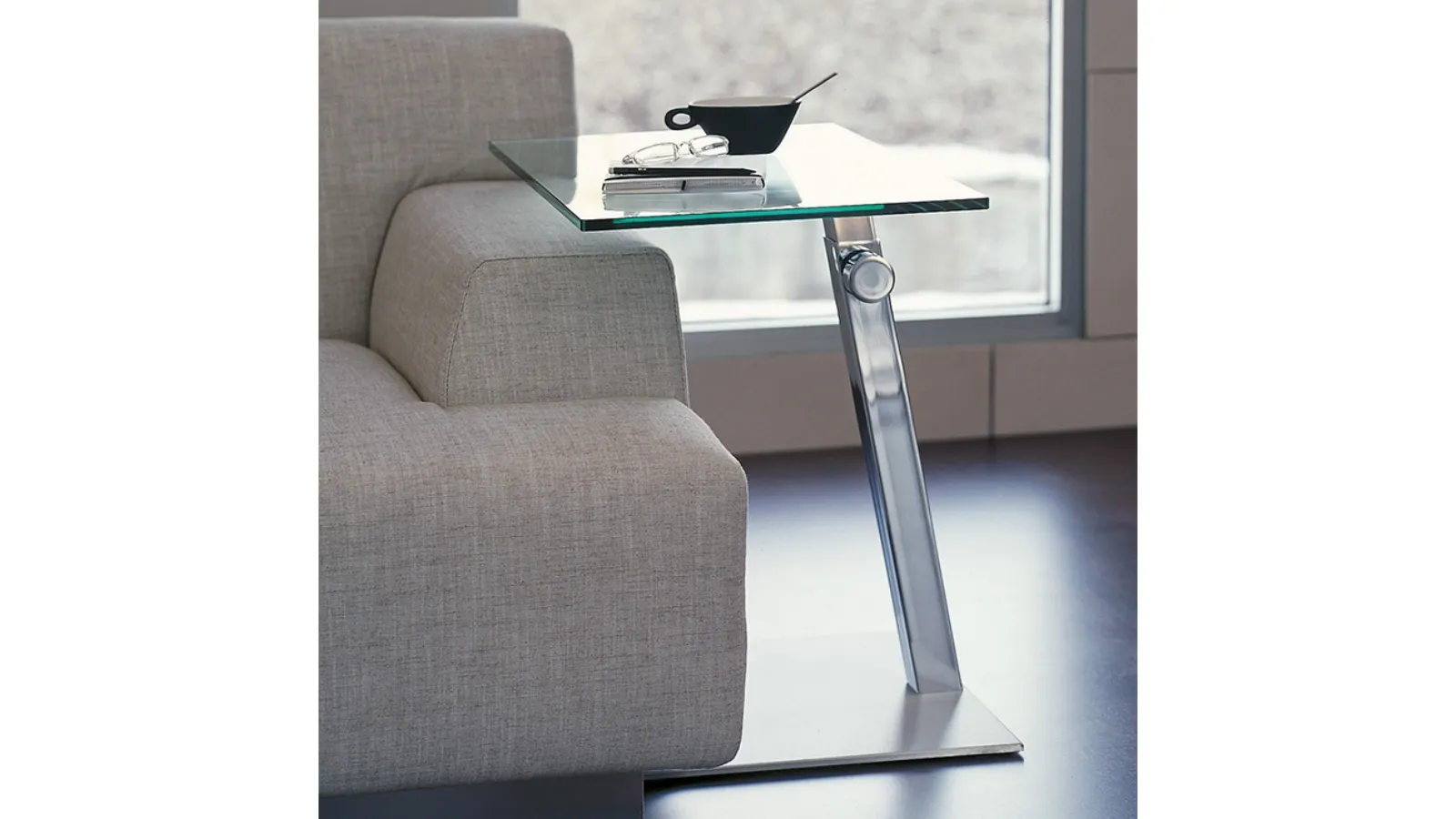 Glass and stainless steel coffee table Lap by Cattelan Italia
