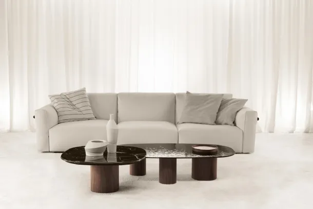 Luna coffee table in marble or glass by Vibieffe