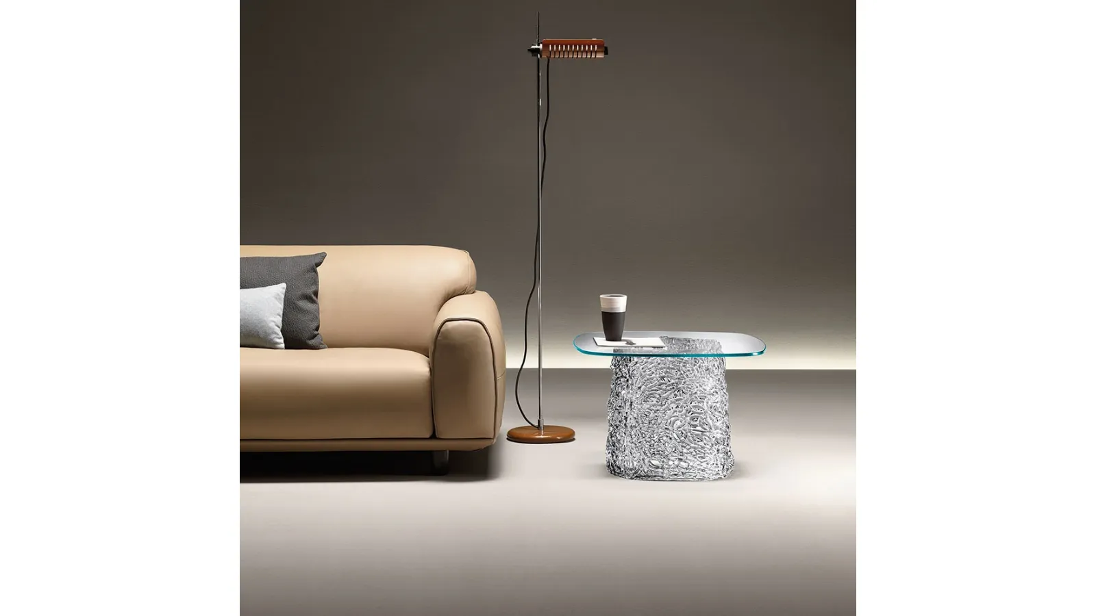 Macramé Glass Coffee Table with Woven Glass Base by Fiam