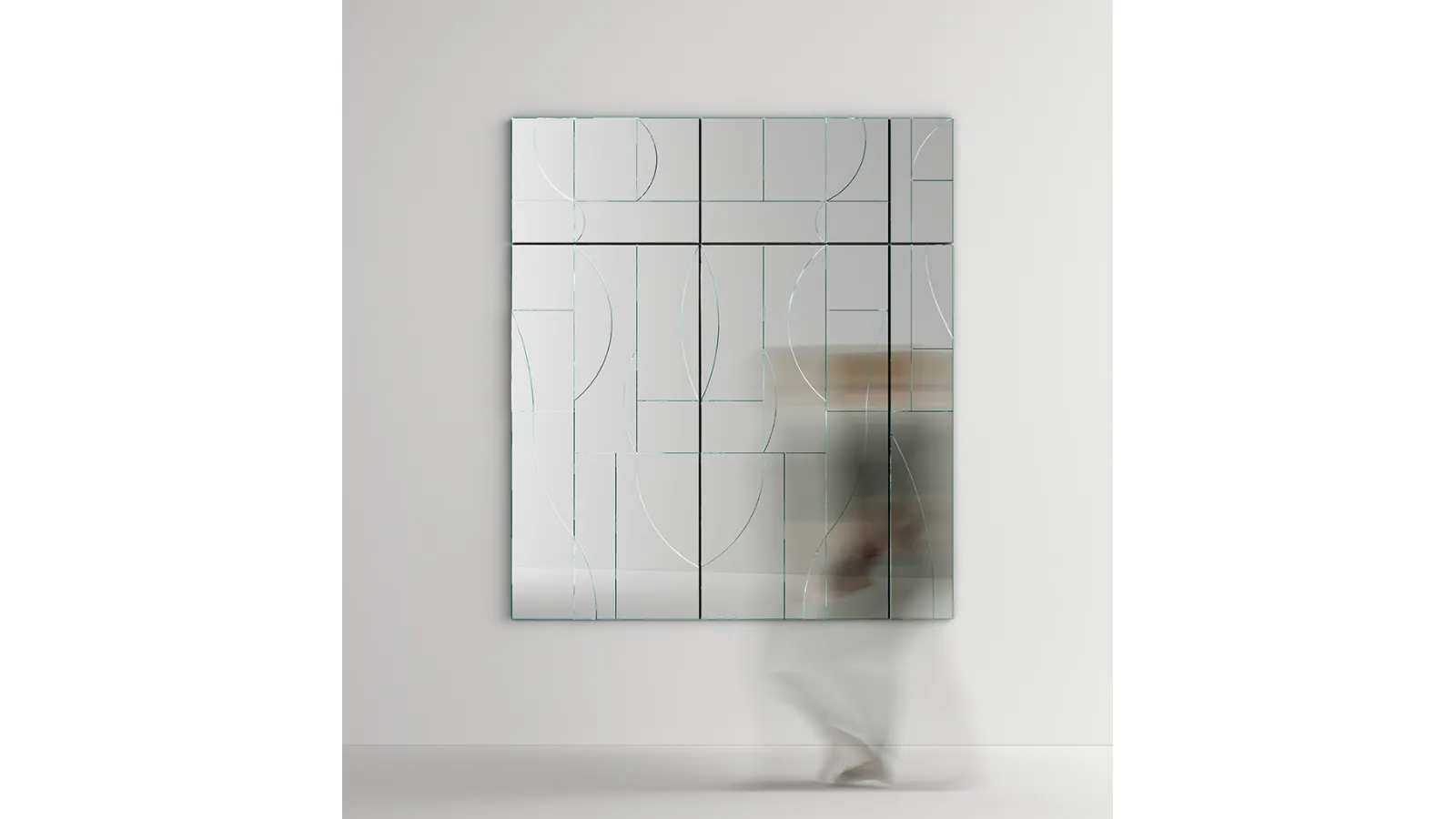 Maybe Mirror with a black lacquered wood frame covered by a superposition of Tonelli mirrors