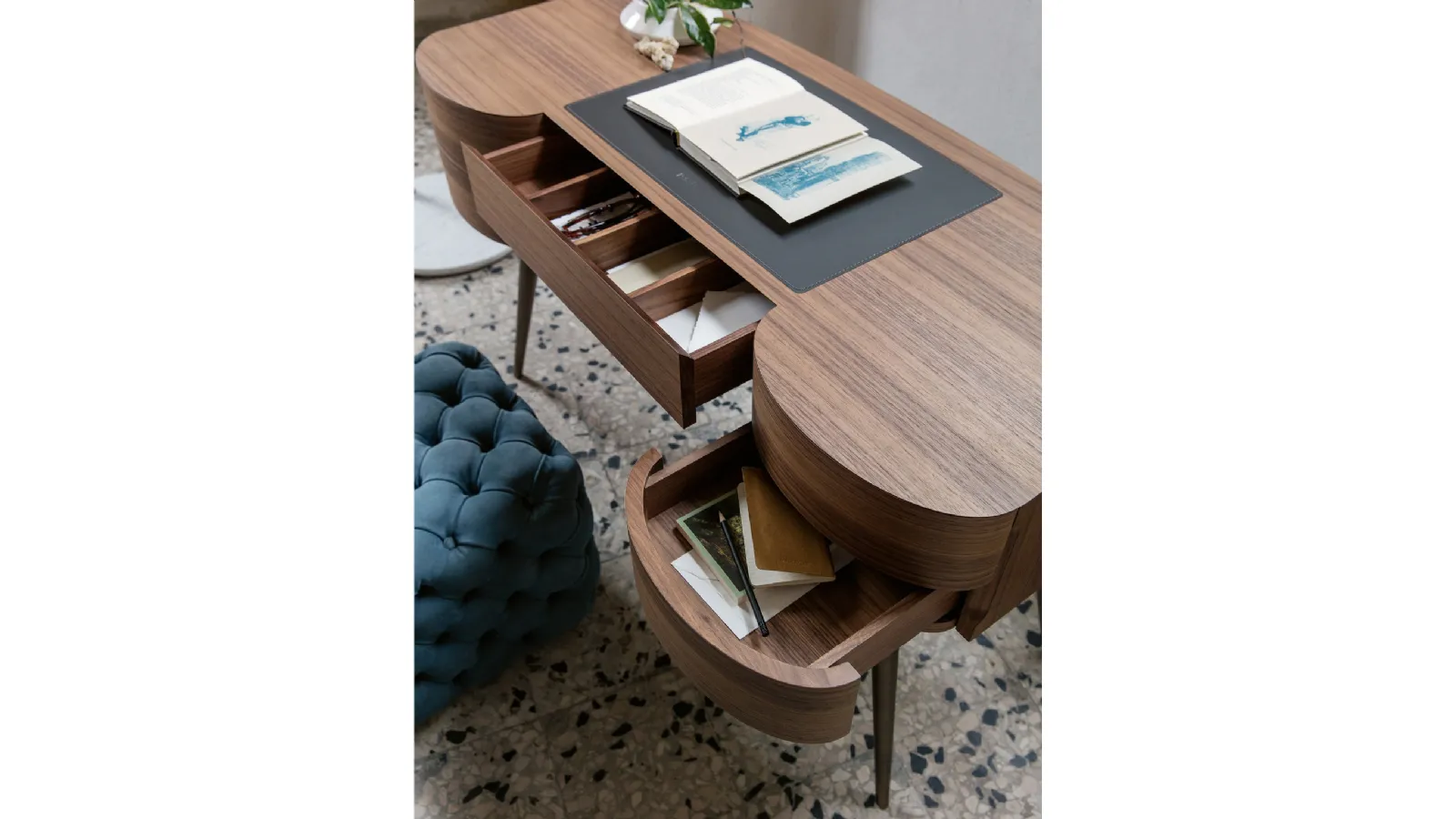 Micol Walnut Writing Desk by Porada