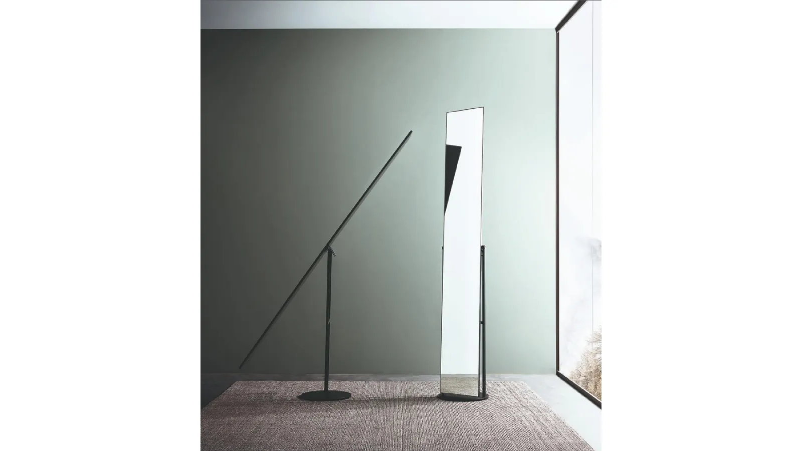 Floor mirror with tiltable metal frame Mir by Lema