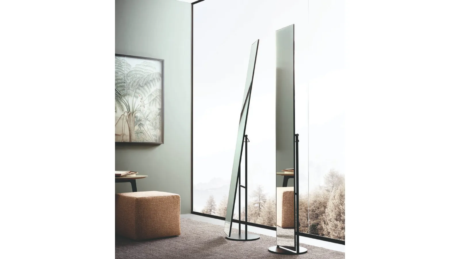 Floor mirror with tiltable metal frame Mir by Lema