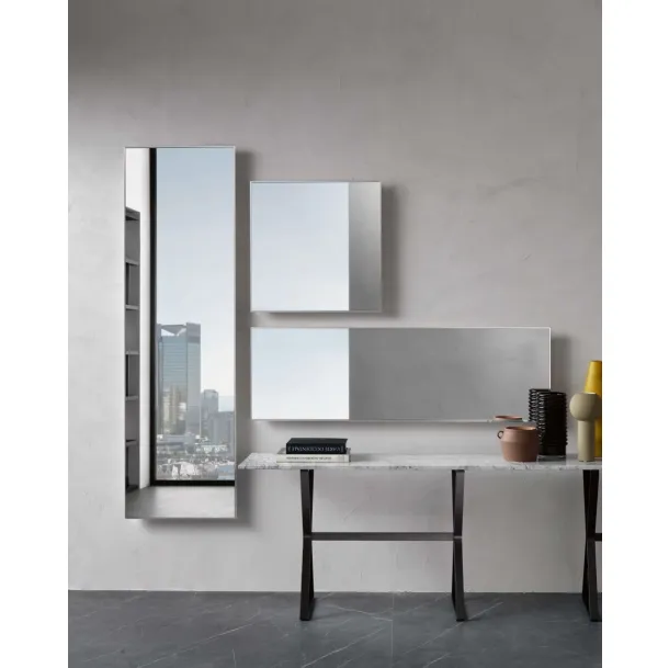 Mirage Mirror with aluminum frame by Fiam