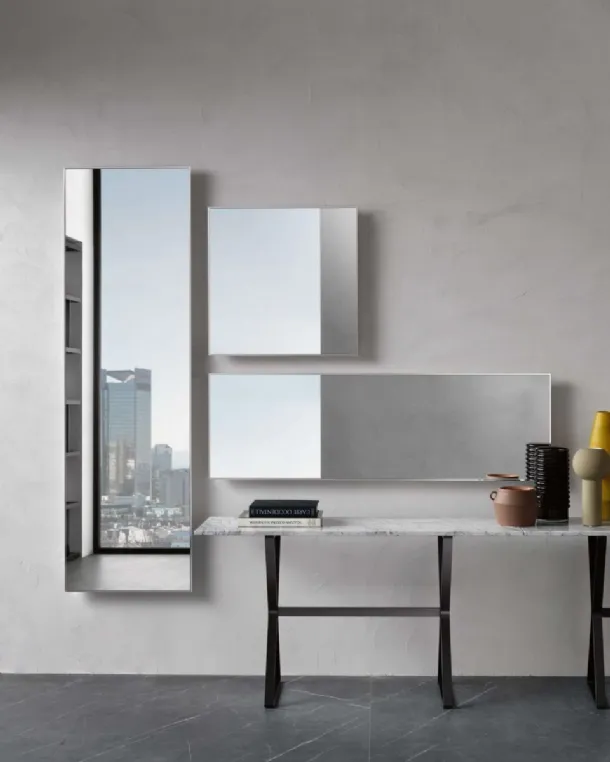 Mirage Mirror with aluminum frame by Fiam