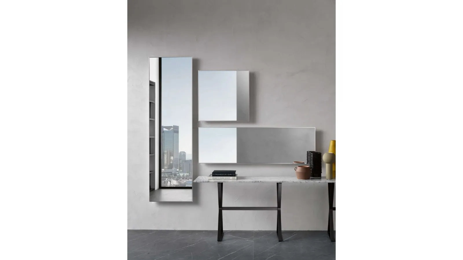 Mirage Mirror with aluminum frame by Fiam