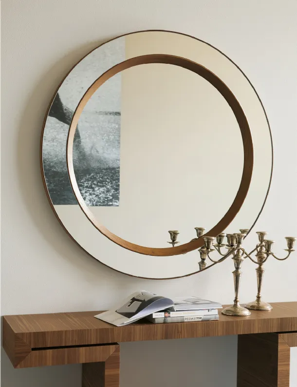 Miss Tondo Mirror with Porada wooden frame