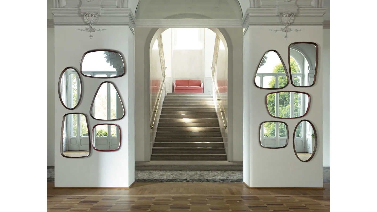 Mirrors with walnut frame by Porada