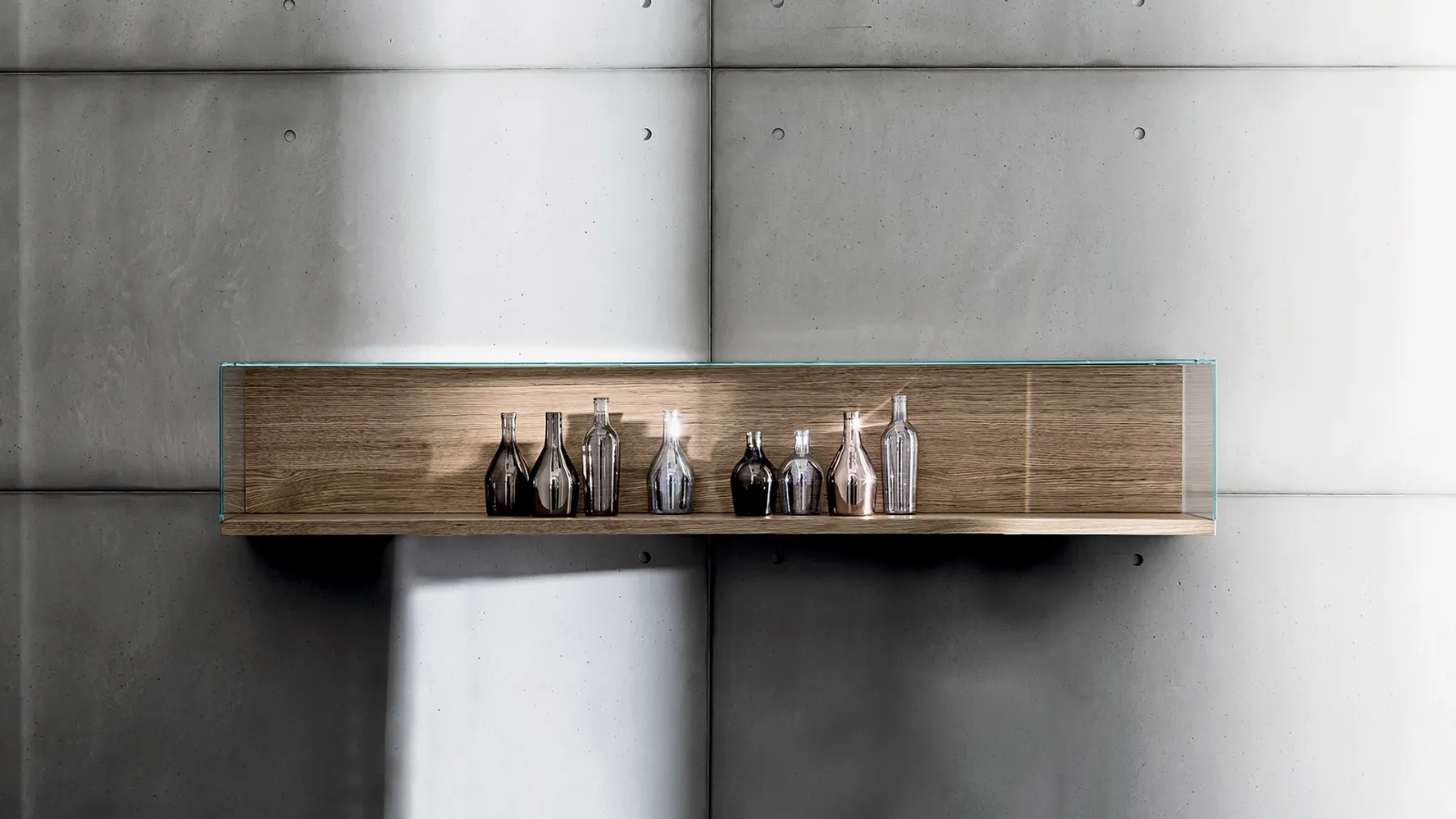 Nest Wall shelves in wood with glass cover by Sovet