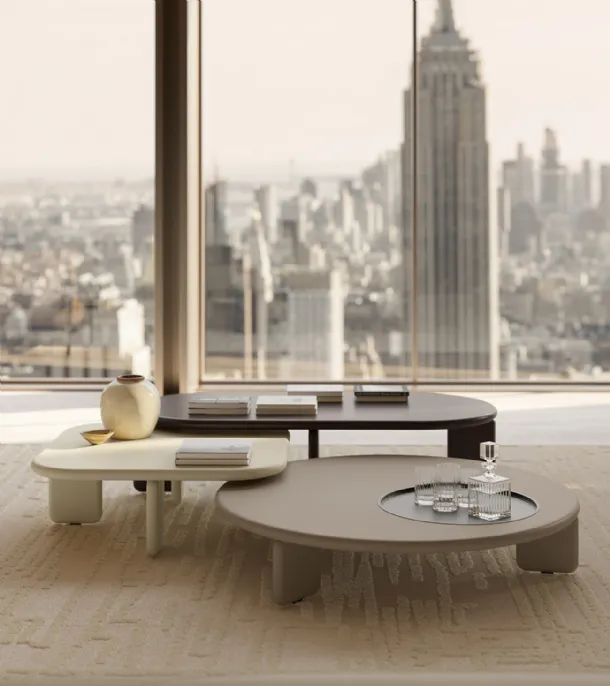 Orion design side tables in lacquered finish or Lema wood