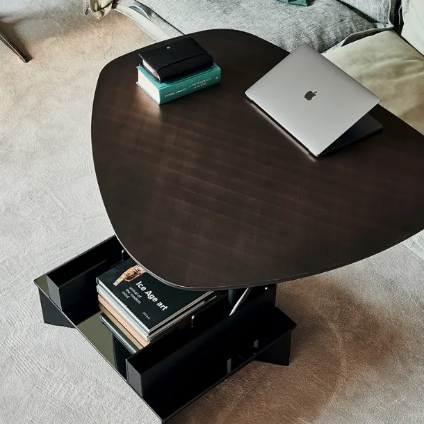 Height-adjustable side table with metal frame and wooden top Orlando Cattelan Italia