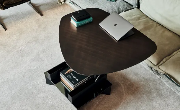 Height-adjustable side table with metal frame and wooden top Orlando Cattelan Italia