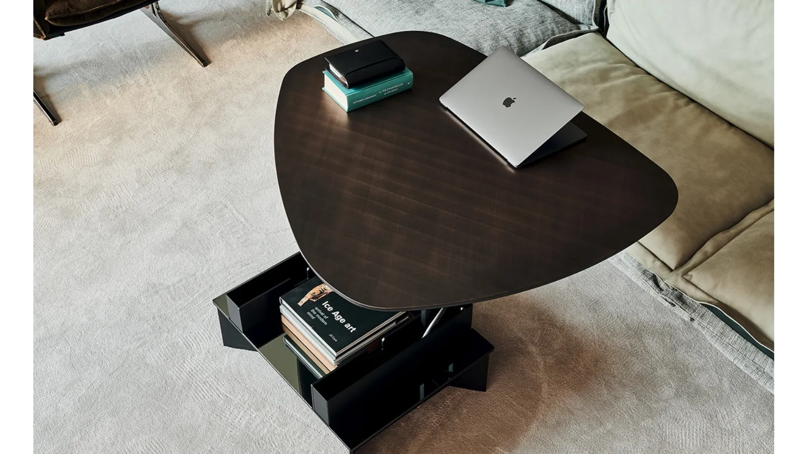 Height-adjustable side table with metal frame and wooden top Orlando Cattelan Italia