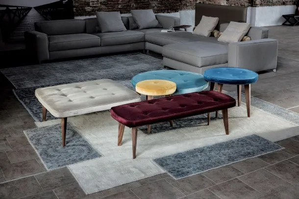 Pancake Pouf in quilted velvet by Vibieffe