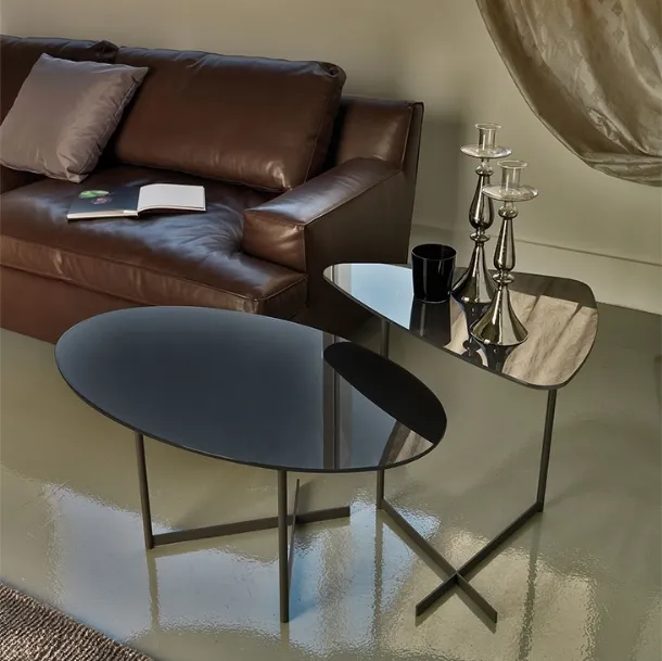 Coffee table with steel base and Pat glass top by Cattelan Italia