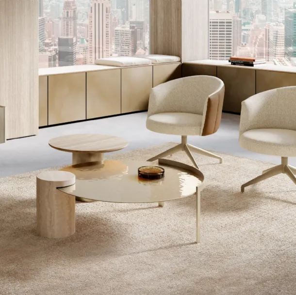 Peo Low Coffee Table in Crystal and Marble by Eforma