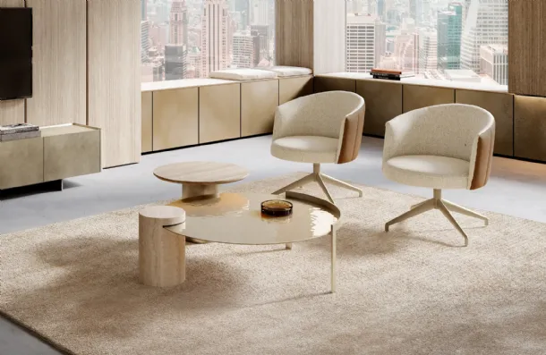 Peo Low Coffee Table in Crystal and Marble by Eforma