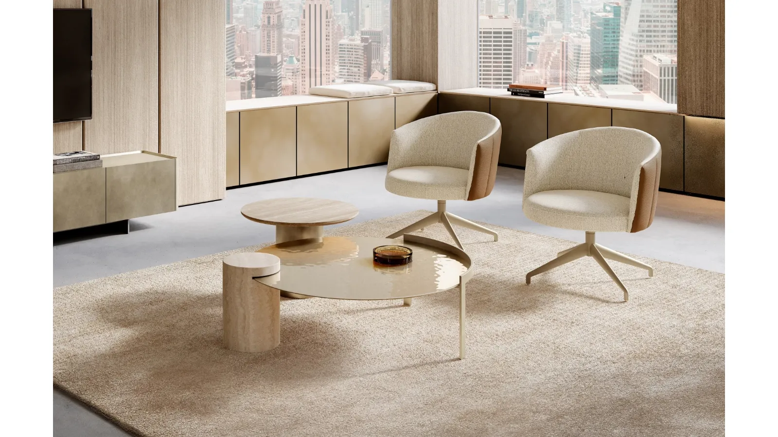 Peo Low Coffee Table in Crystal and Marble by Eforma